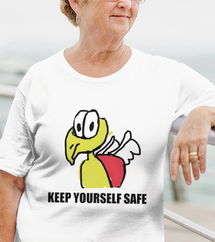Keep Yourself Safe Bird With White Wings And Red Patch T-Shirt