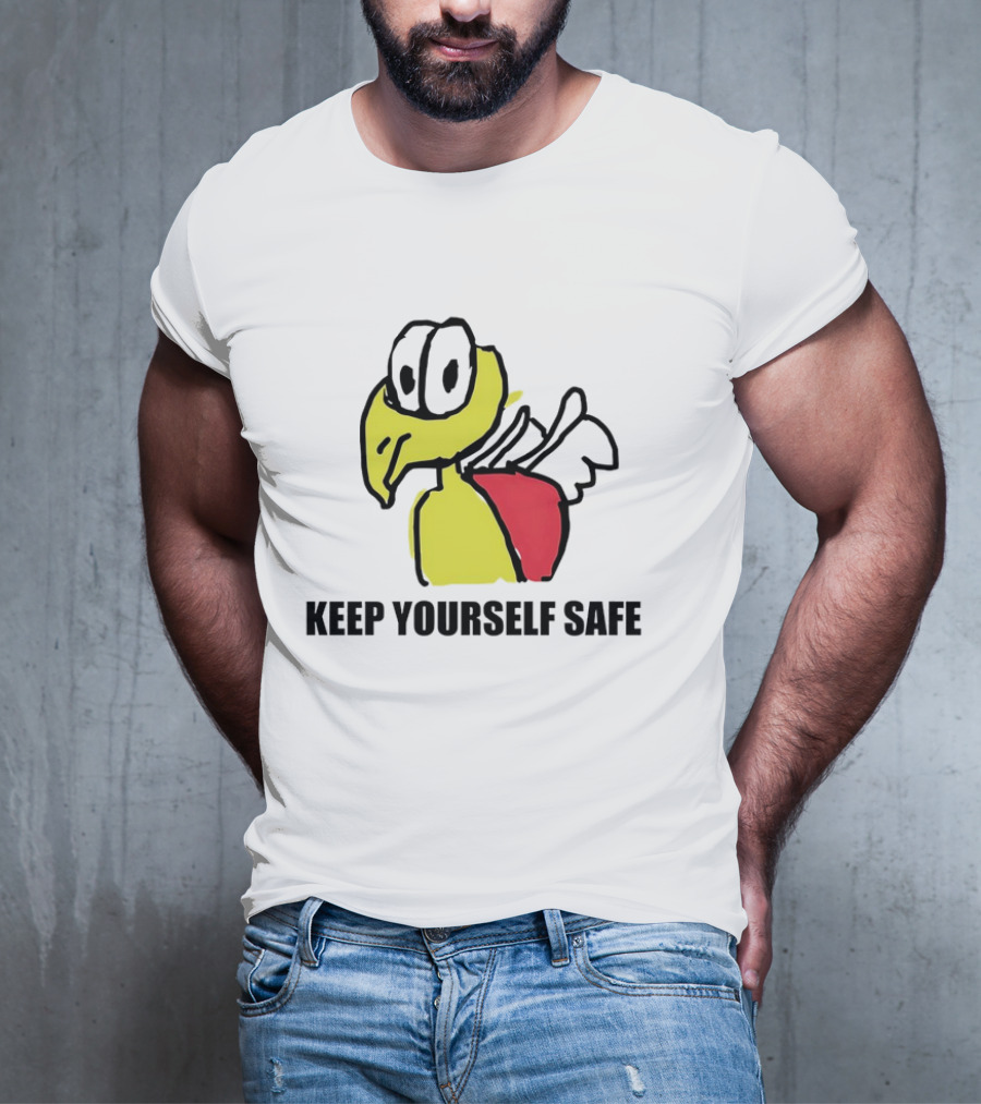 Keep Yourself Safe Bird With White Wings And Red Patch T-Shirt