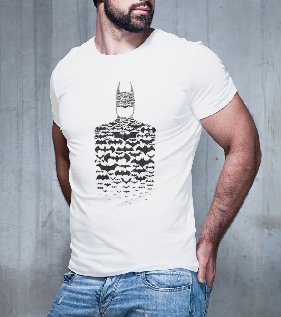 Rising Batman Symbol Silhouette With Bats T-Shirt