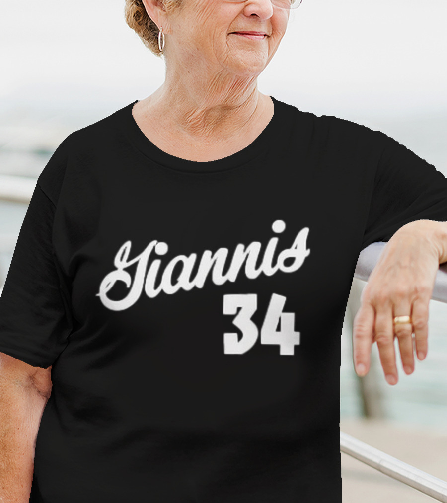 Giannis Antetokounmpo Milwaukee 34 Script Basketball T-Shirt