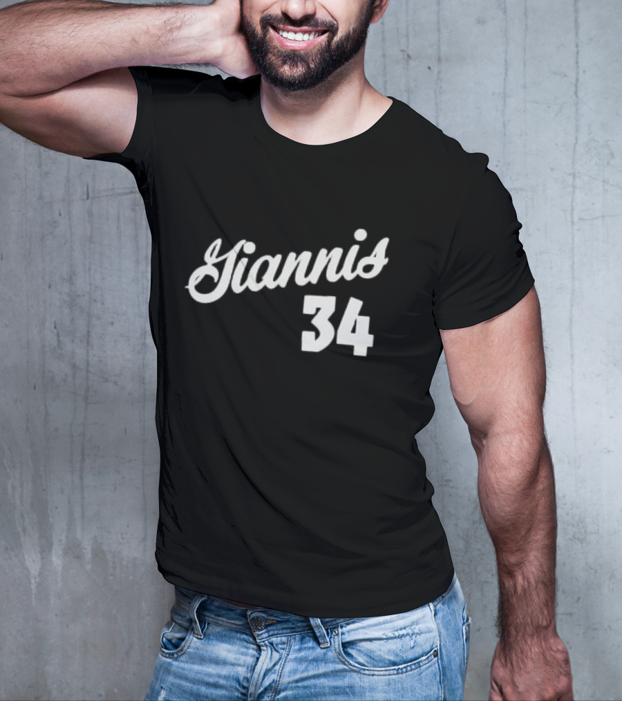 Giannis Antetokounmpo Milwaukee 34 Script Basketball T-Shirt