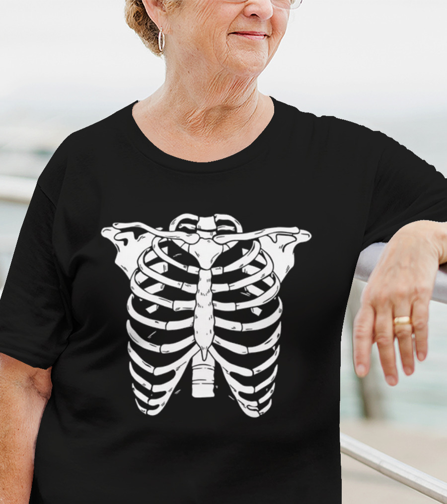 Glow-in-the-Dark Human Skeleton Ribcage Bones T-Shirt