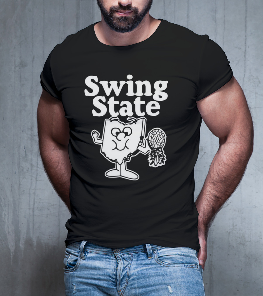Ohio Swing State Cartoon Character With Bat And Ball T-Shirt