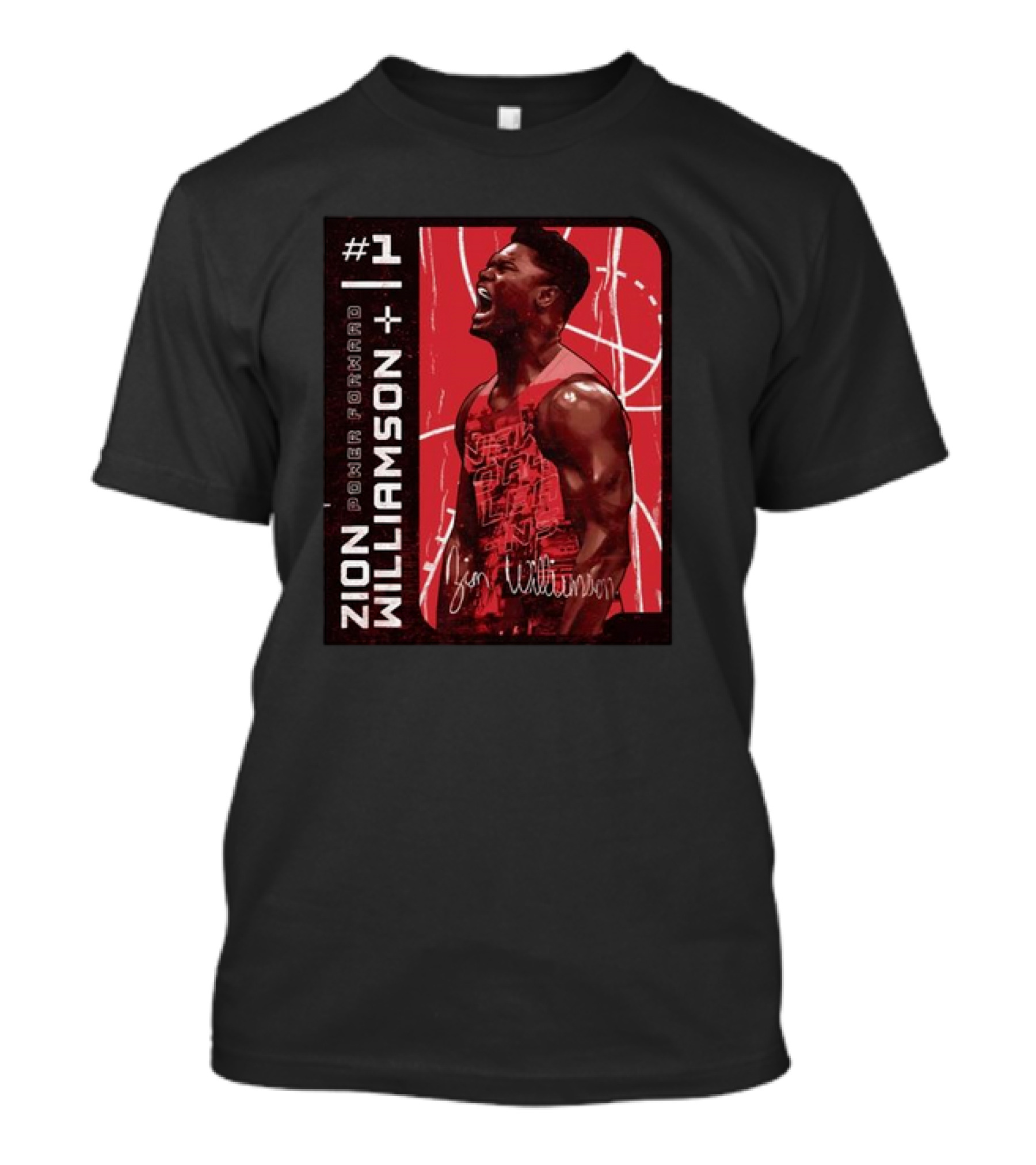 Zion Williamson #1 Power Forward Basketball Signature Card T-Shirt