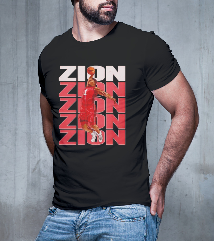 Zion Williamson Basketball Dunk Red Repeat T-Shirt