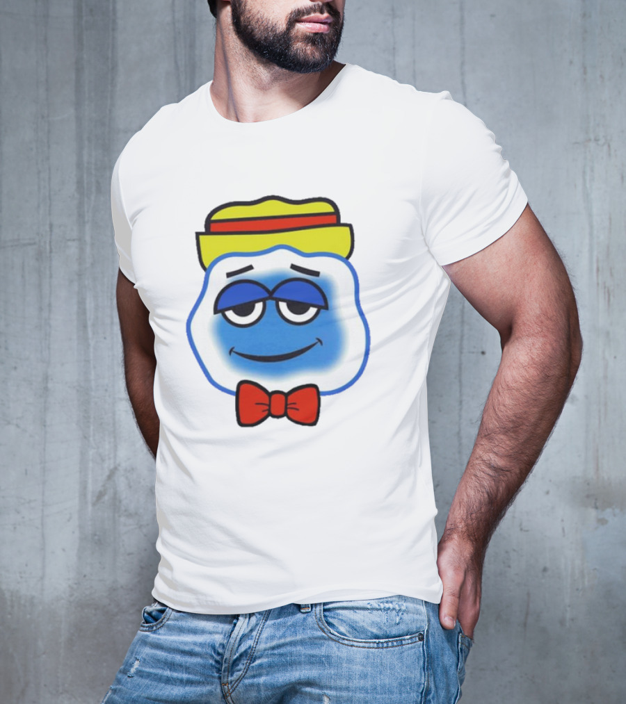 Blooo Ice Cartoon Face With Yellow Hat And Red Bowtie Cute T-Shirt