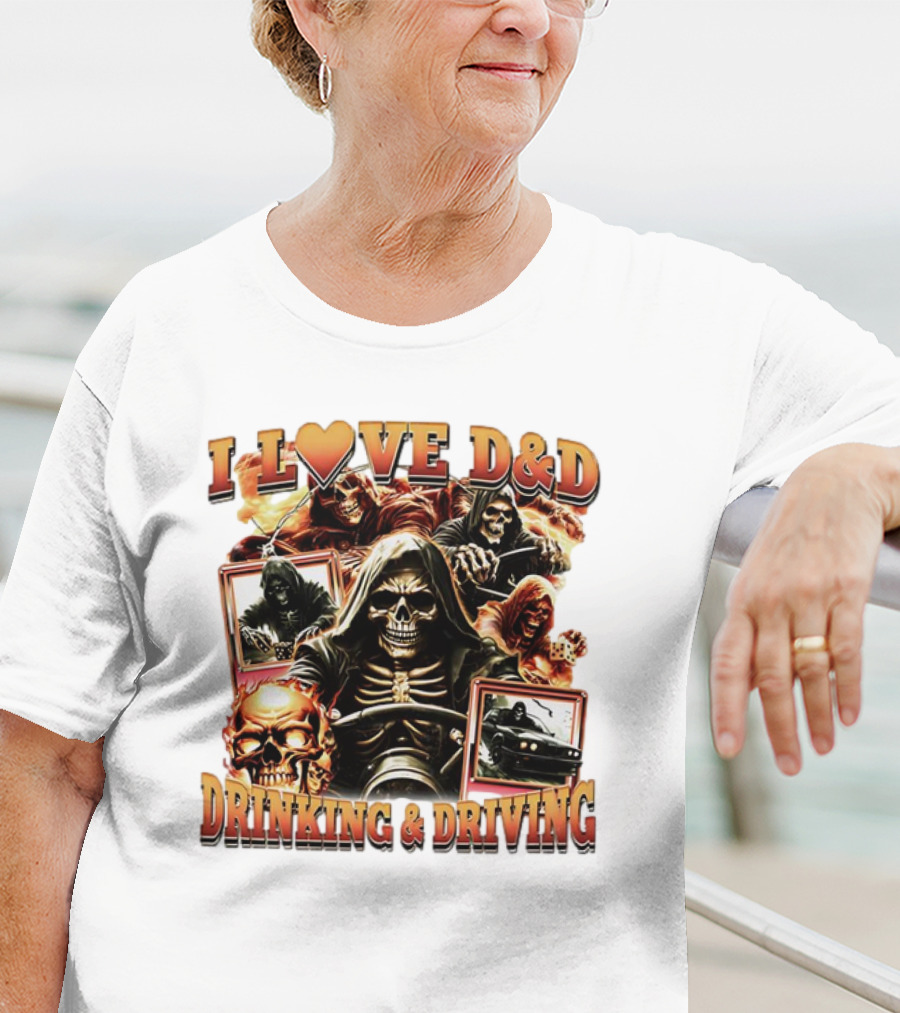 I Love D&D Drinking And Driving Skull Grim Reaper T-Shirt