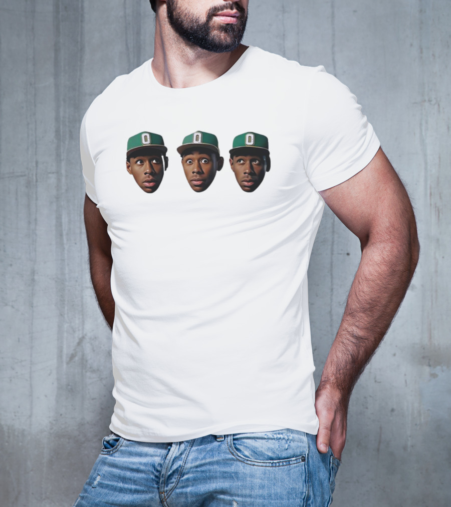 Mystic Tylers Three Faces Green Hat Iconic Expressions T-Shirt