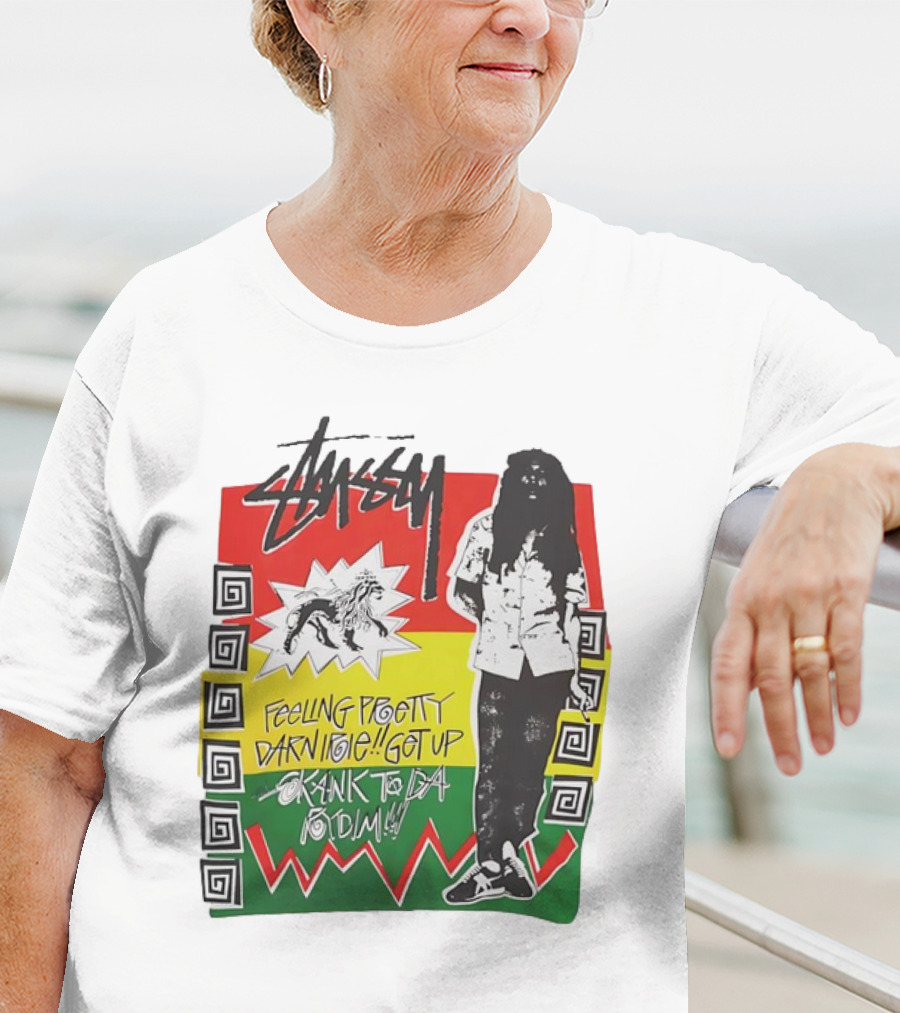 Stussy Bob Marley Feeling Pretty Darn Irie Get Up Skank To Da Riddim T-Shirt