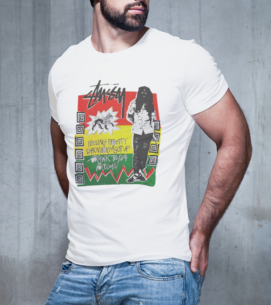 Stussy Bob Marley Feeling Pretty Darn Irie Get Up Skank To Da Riddim T-Shirt
