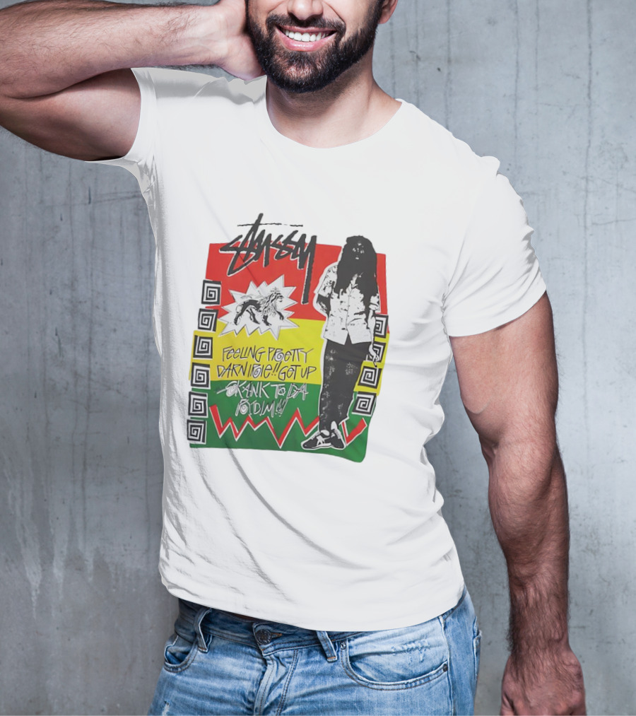 Stussy Bob Marley Feeling Pretty Darn Irie Get Up Skank To Da Riddim T-Shirt