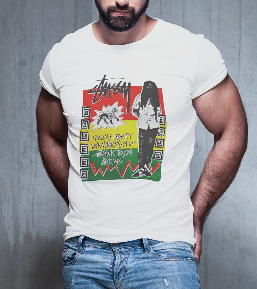 Stussy Bob Marley Feeling Pretty Darn Irie Get Up Skank To Da Riddim T-Shirt