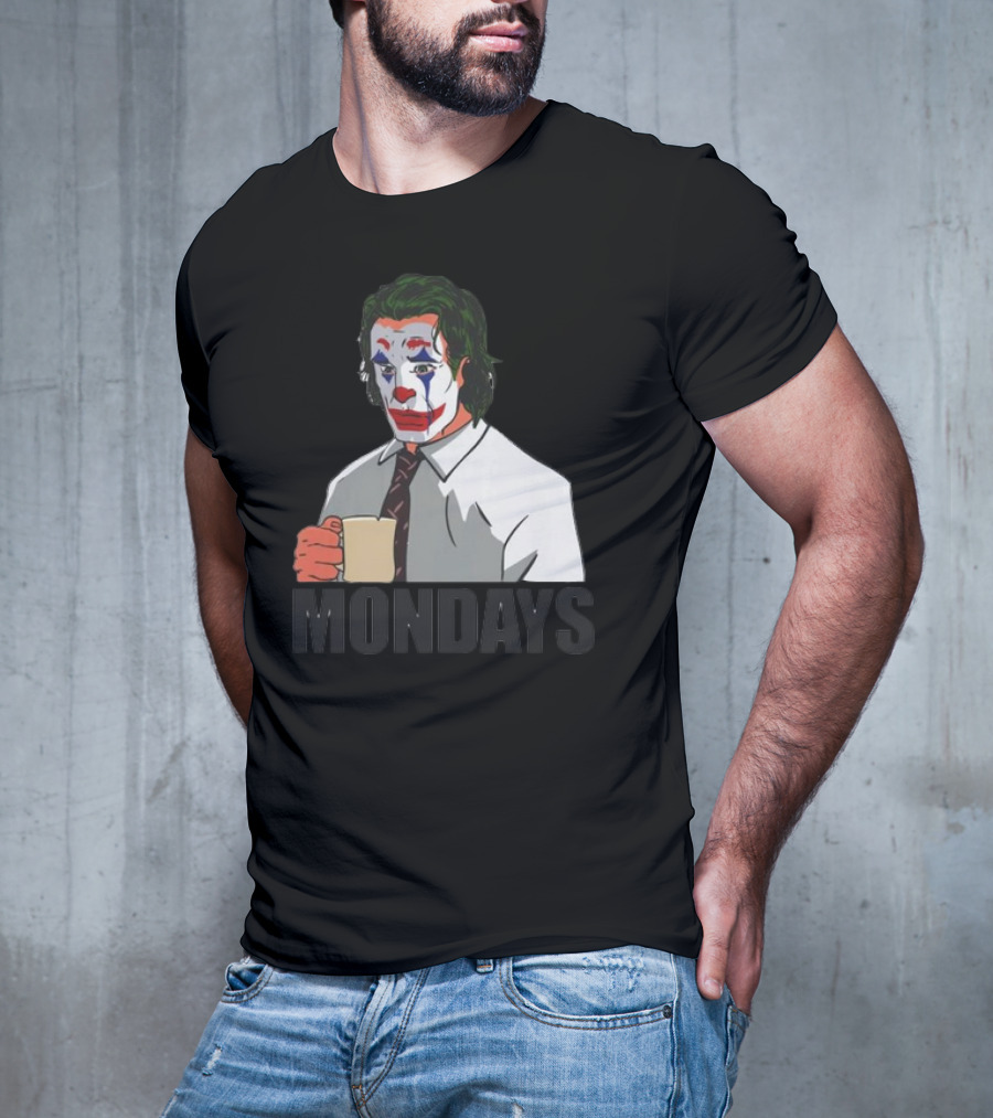 Joker Clown Drinking Coffee Mondays Mood T-Shirt