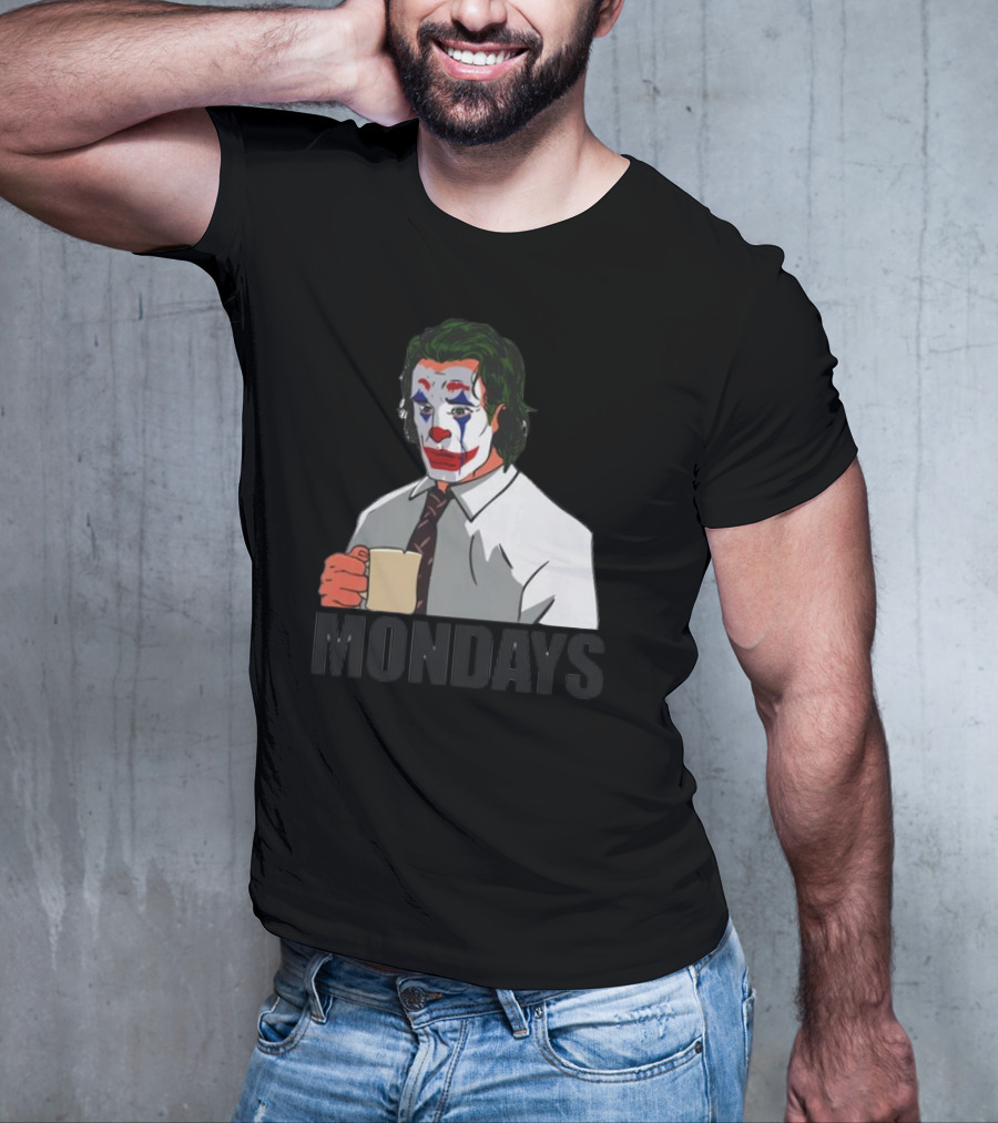 Joker Clown Drinking Coffee Mondays Mood T-Shirt