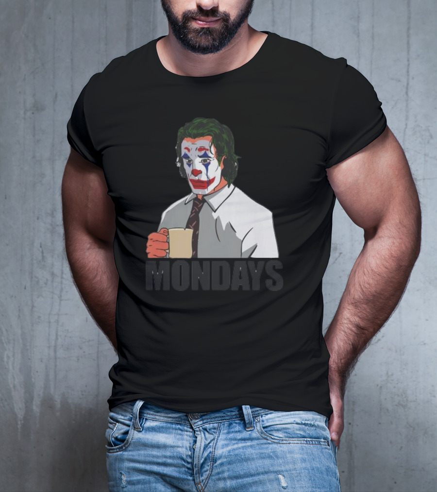 Joker Clown Drinking Coffee Mondays Mood T-Shirt