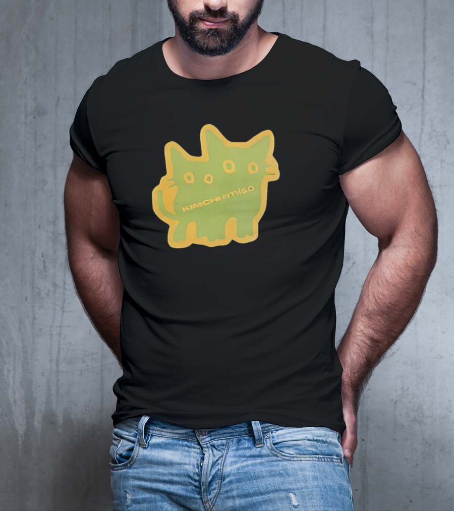 Kimchi And Miso Collection Twins Chenille Neon Cat Patch T-Shirt