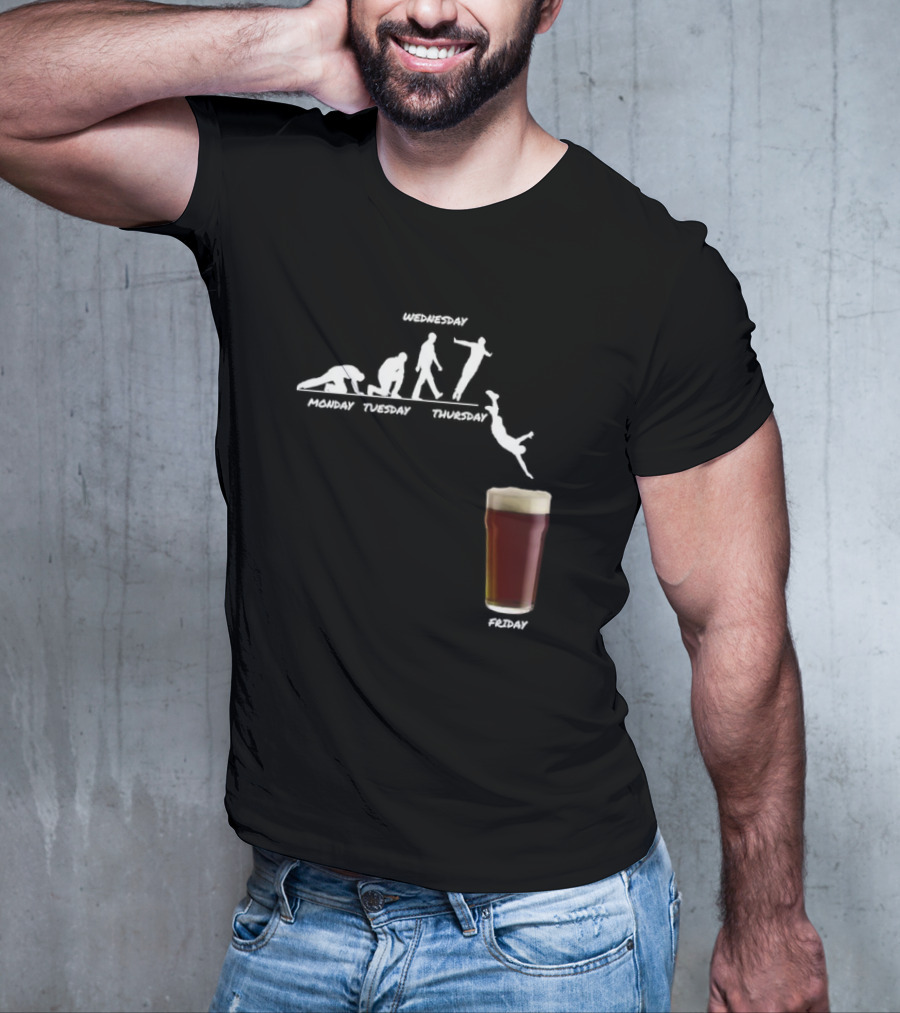 Monday Tuesday Wednesday Thursday Friday Evolution Meme T-Shirt