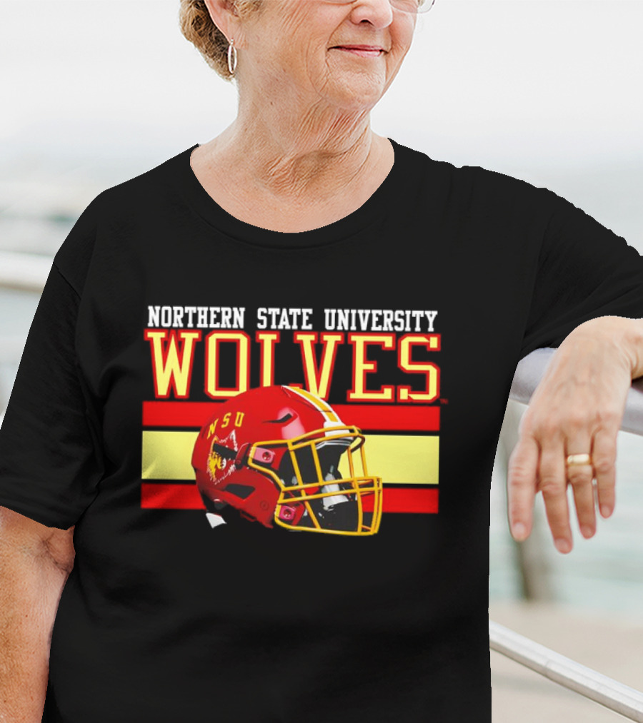 Northern State University Wolves NSU Football Helmet T-Shirt