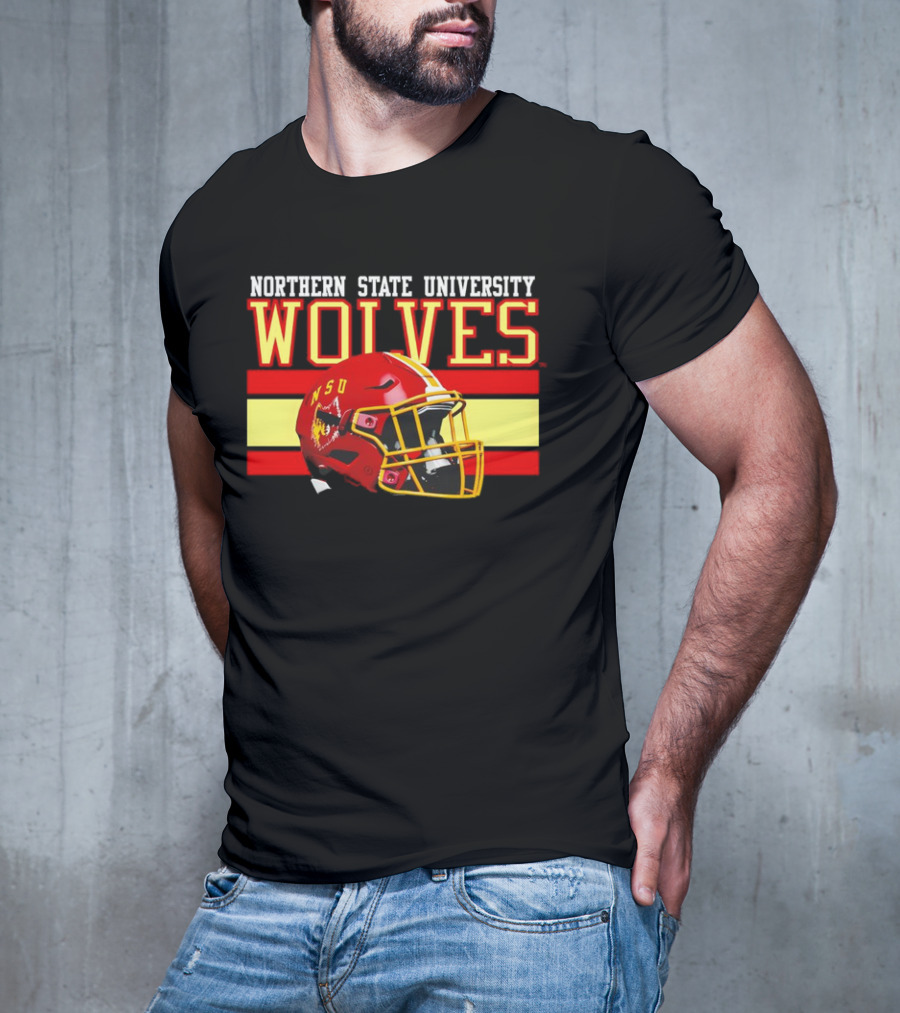 Northern State University Wolves NSU Football Helmet T-Shirt