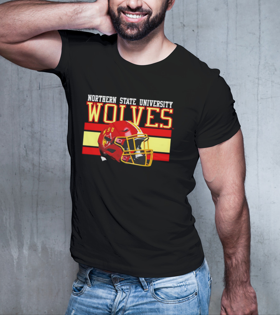 Northern State University Wolves NSU Football Helmet T-Shirt
