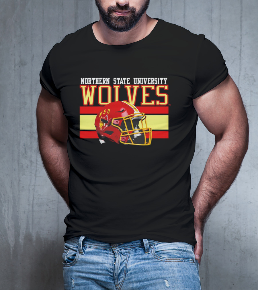 Northern State University Wolves NSU Football Helmet T-Shirt