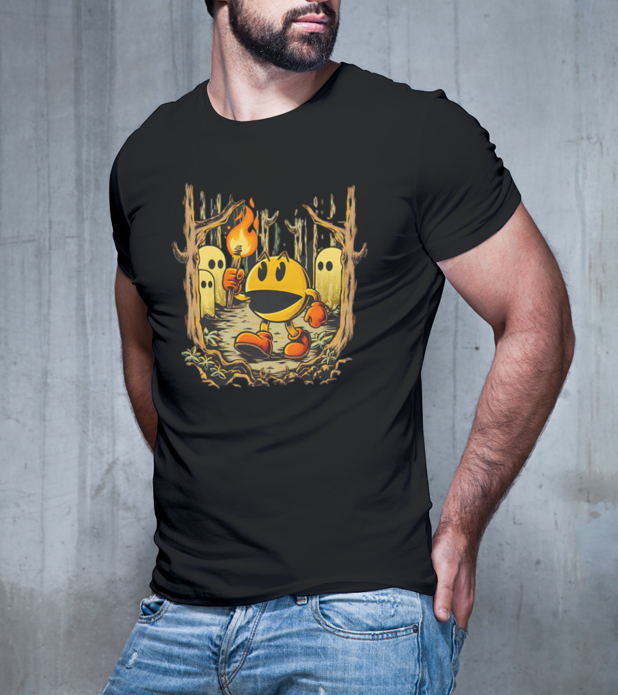 Pac Man Game Forest Torch Adventure With Ghosts T-Shirt