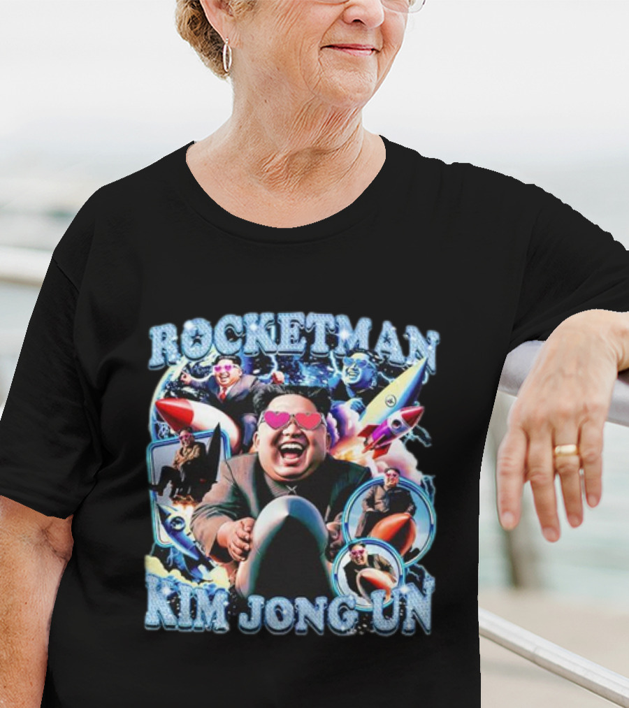 Rocketman Kim Jong Un Heart Sunglasses Missile Adventure T-Shirt