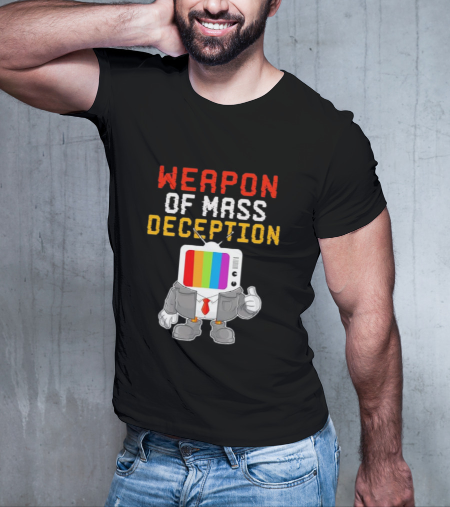 Weapon Of Mass Deception Television Cartoon In Suit With Rainbow Screen T-Shirt