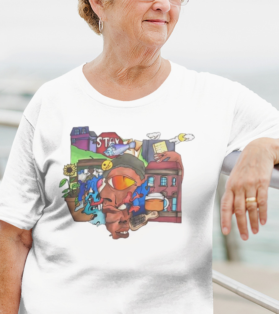 Stay Positive Bloom Thru The Pain With Urban Cityscape And Nature T-Shirt