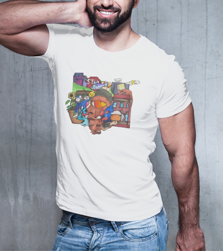 Stay Positive Bloom Thru The Pain With Urban Cityscape And Nature T-Shirt