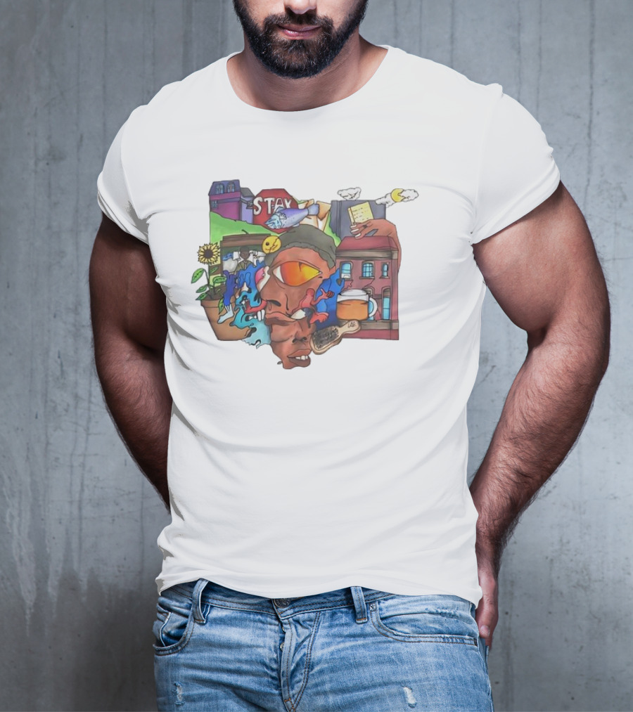 Stay Positive Bloom Thru The Pain With Urban Cityscape And Nature T-Shirt