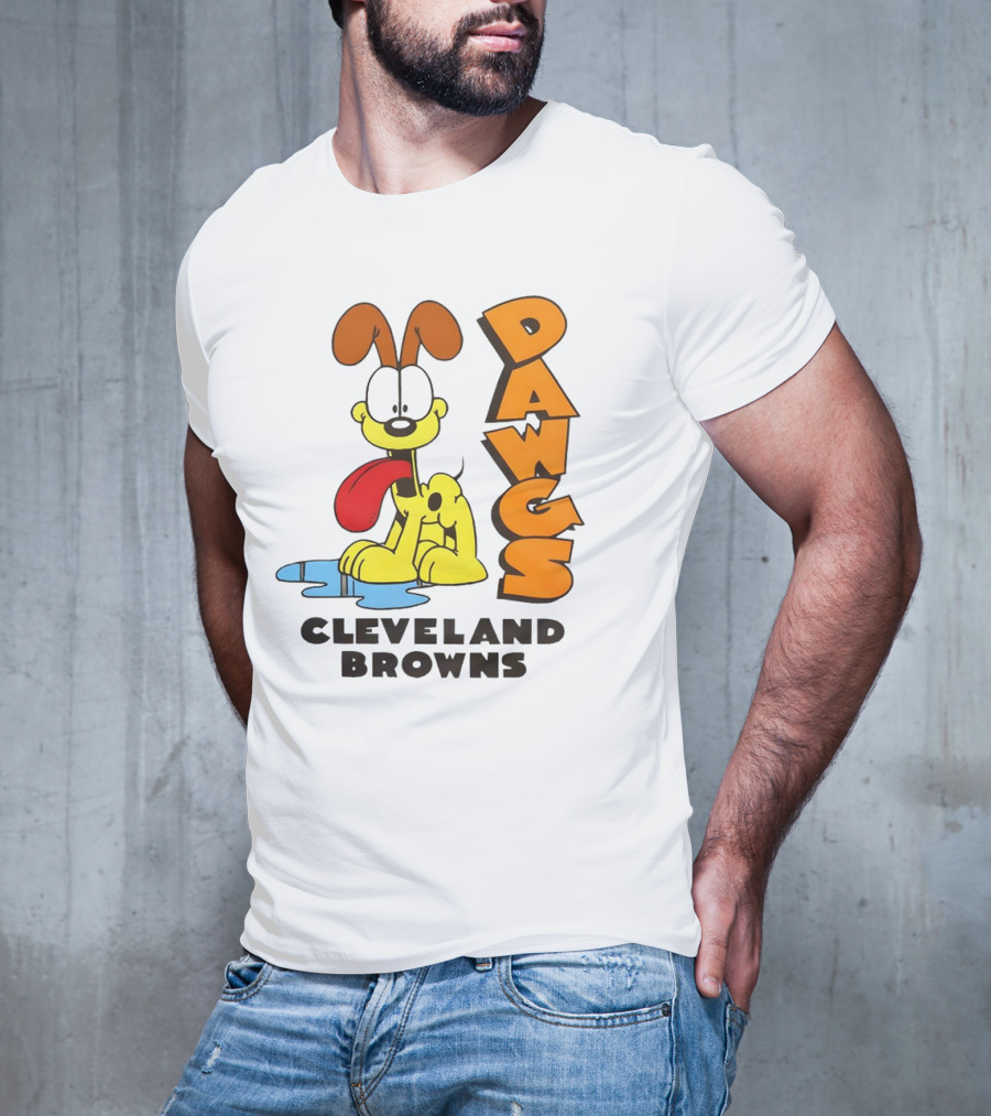Dawgs Cleveland Browns Odie Garfield Cartoon T-Shirt