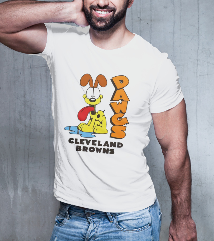 Dawgs Cleveland Browns Odie Garfield Cartoon T-Shirt