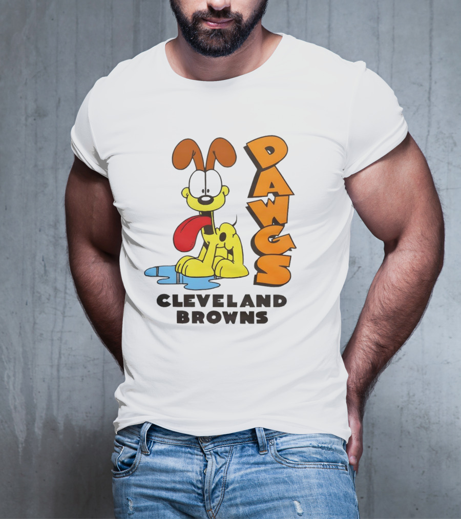 Dawgs Cleveland Browns Odie Garfield Cartoon T-Shirt