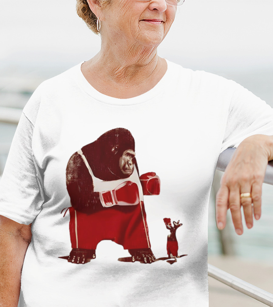 Gorilla Boxing Kangaroo Showdown In Red Boxing Gear T-Shirt