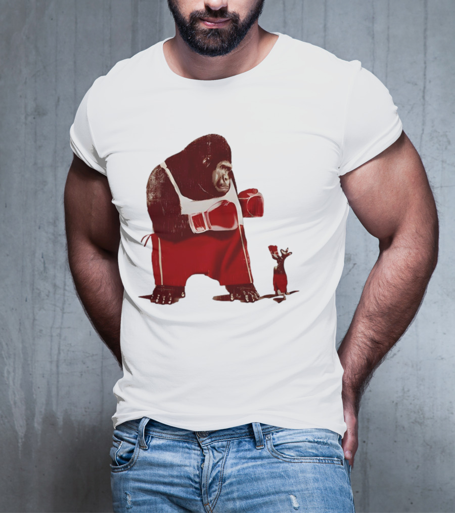 Gorilla Boxing Kangaroo Showdown In Red Boxing Gear T-Shirt