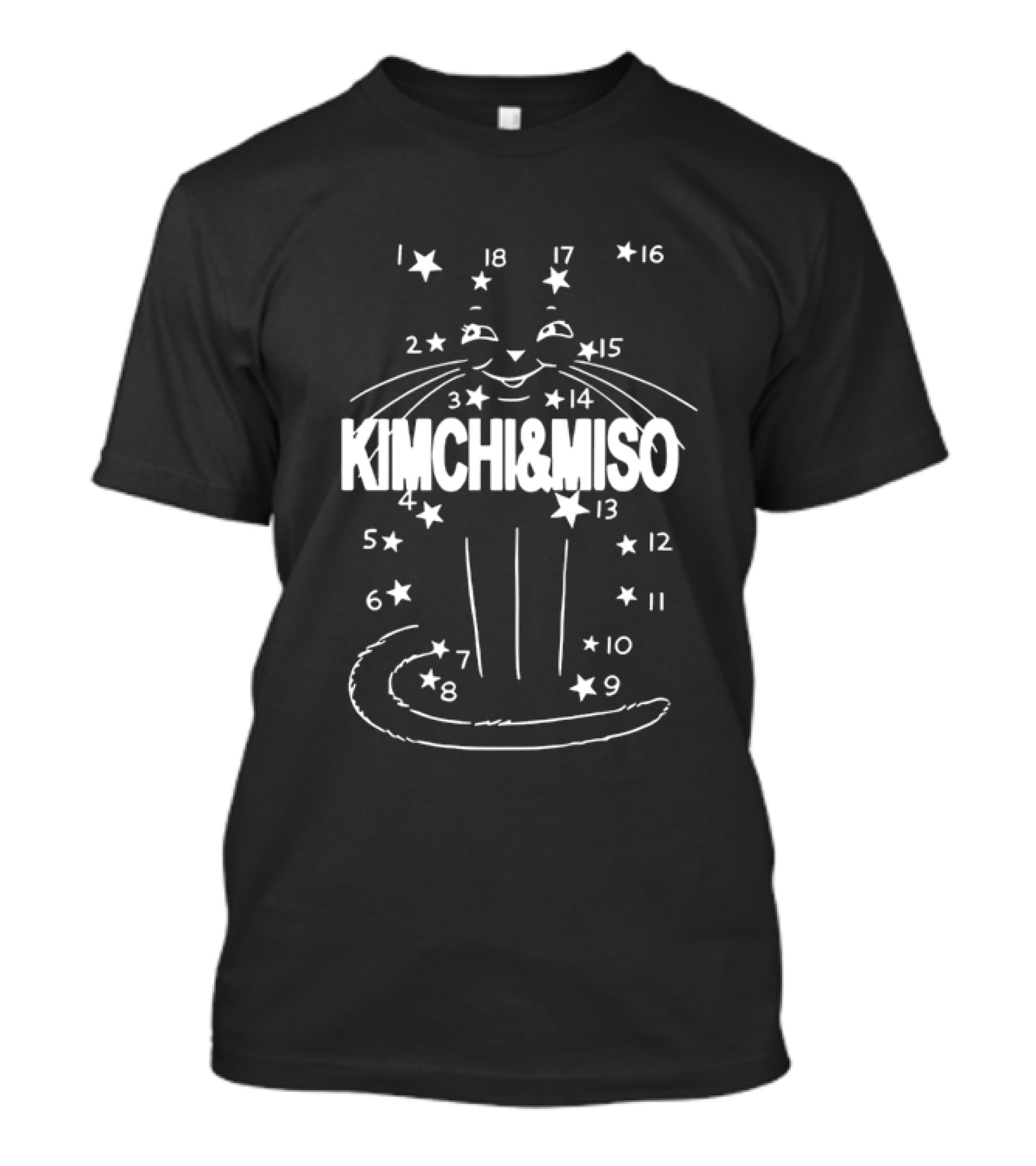 Kimchi And Miso Connect The Stars Numbers Cat Outline T-Shirt