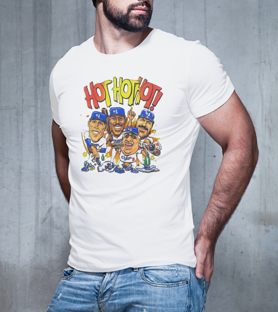Los Angeles Dodgers Hot Hot Hot Caricature #1 Champs T-Shirt