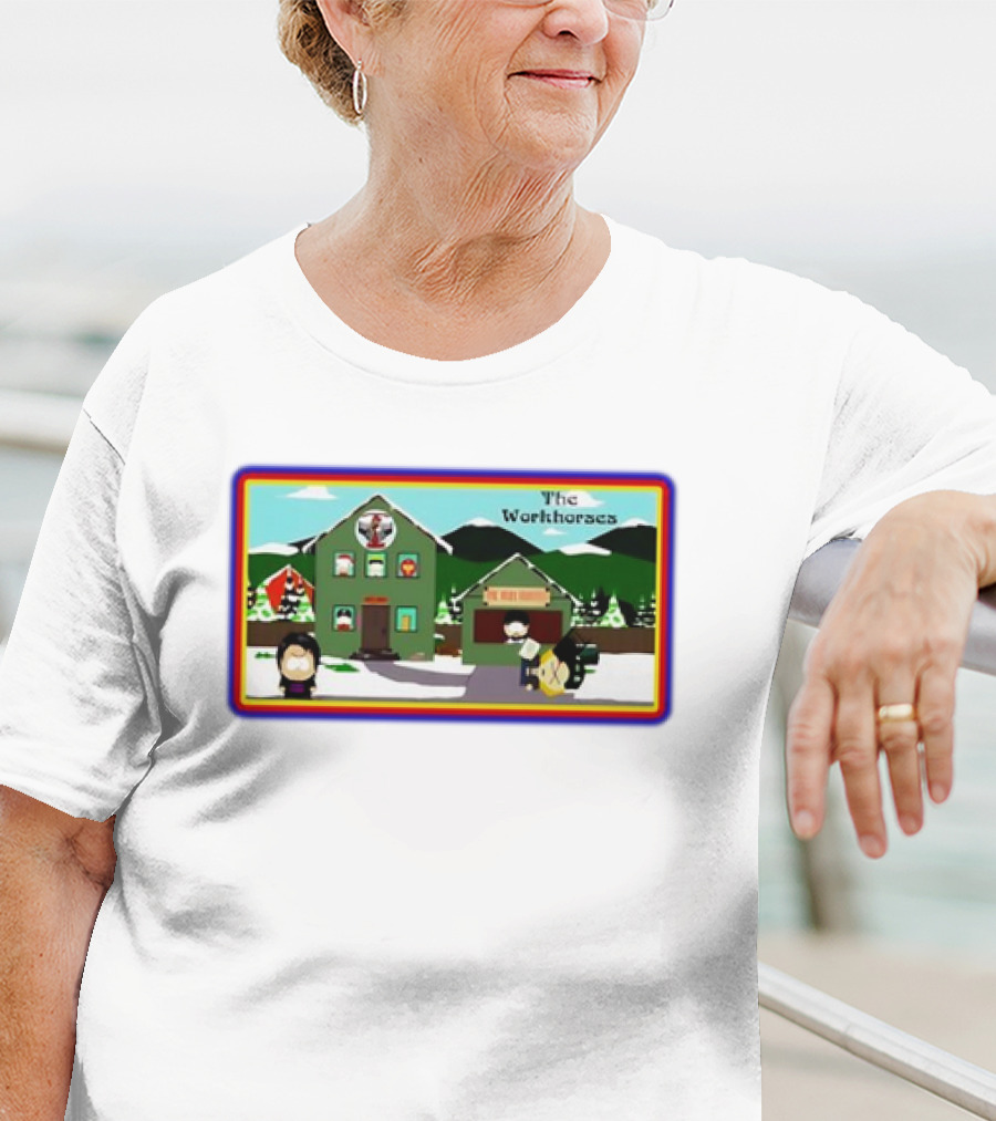 The Workhorses South Park Cartoon Snowy Neighborhood Scene T-Shirt
