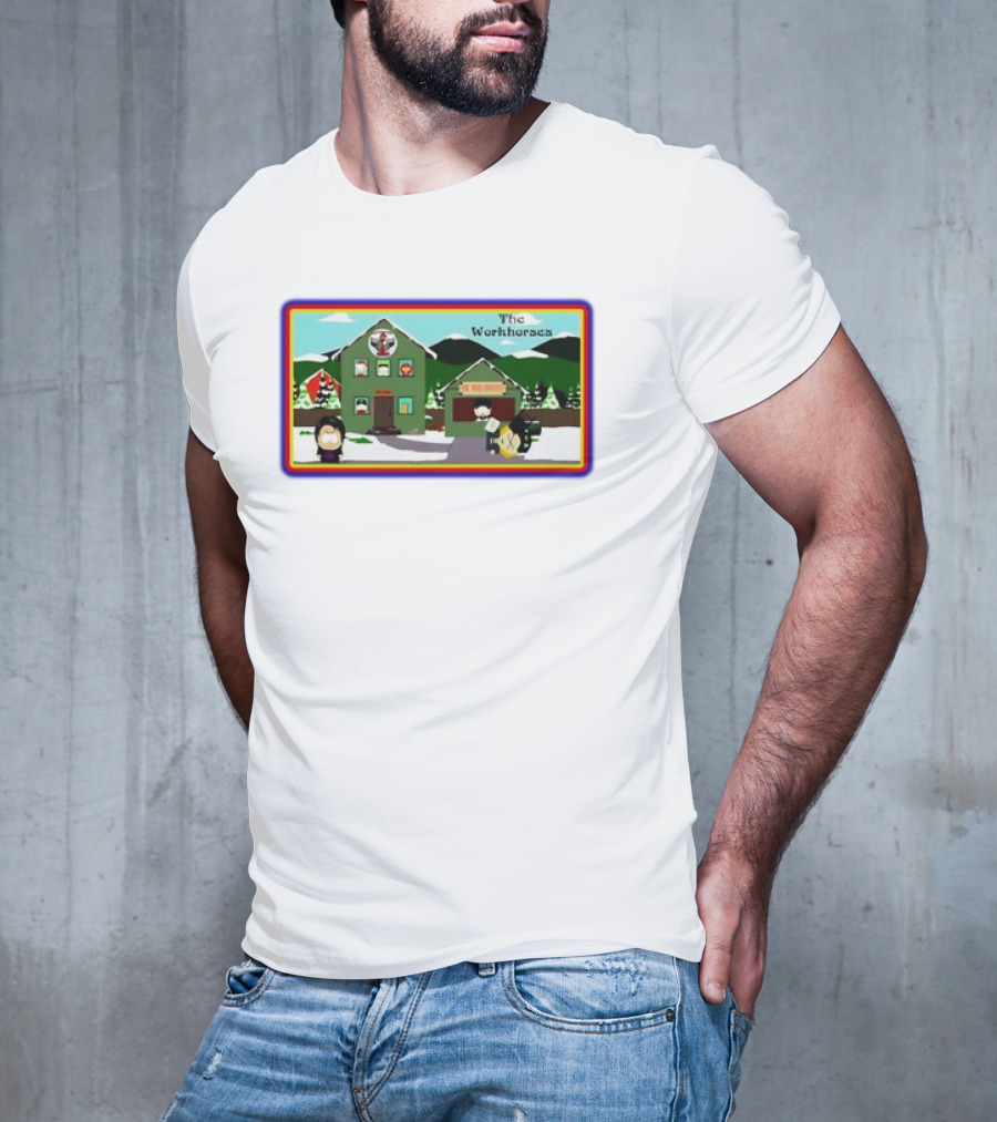 The Workhorses South Park Cartoon Snowy Neighborhood Scene T-Shirt