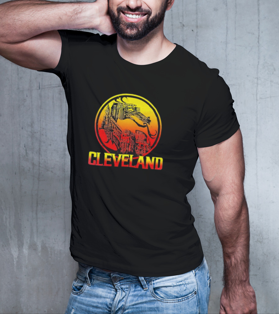Mortal Cleveland Retro Dragon City Skyline T-Shirt