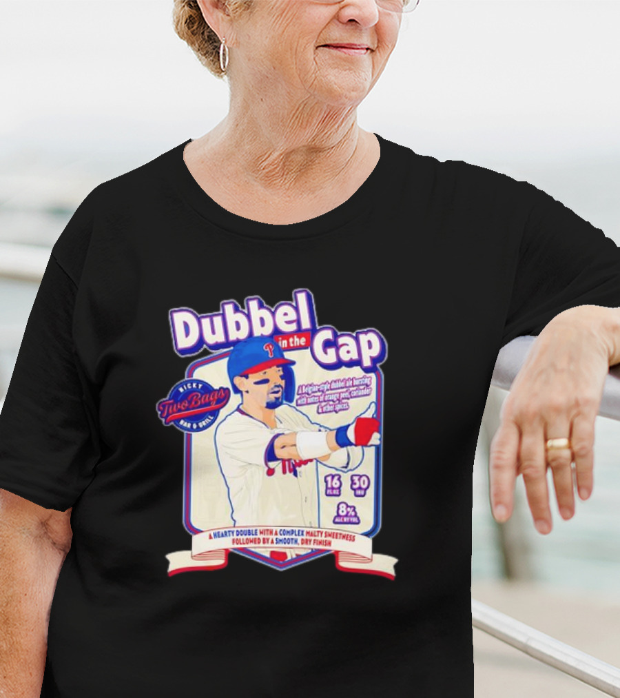 Dubbel In The Gap Nicky Two Bags Baseball Beer Label T-Shirt