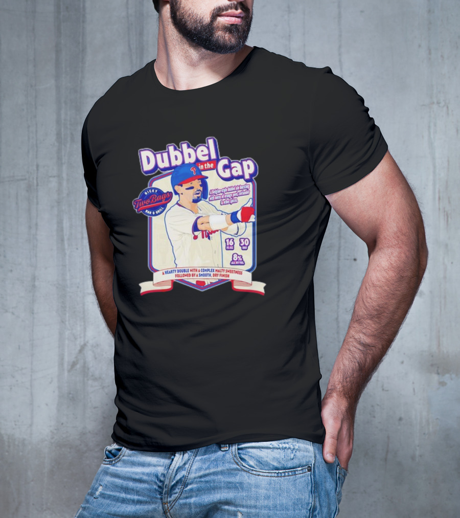 Dubbel In The Gap Nicky Two Bags Baseball Beer Label T-Shirt