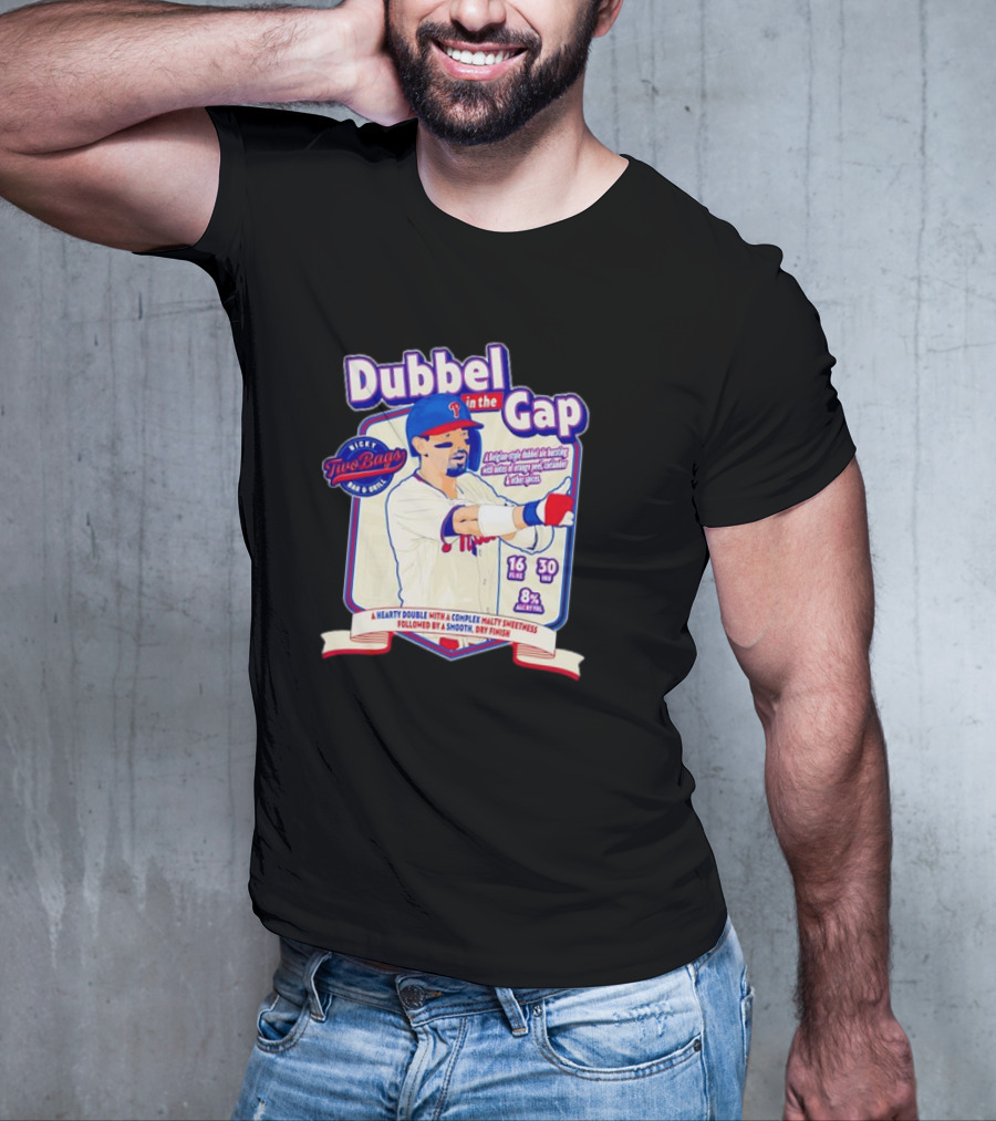 Dubbel In The Gap Nicky Two Bags Baseball Beer Label T-Shirt