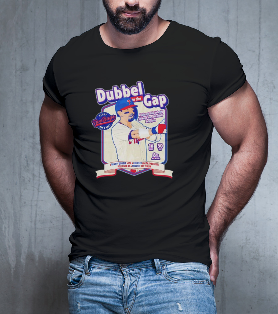 Dubbel In The Gap Nicky Two Bags Baseball Beer Label T-Shirt