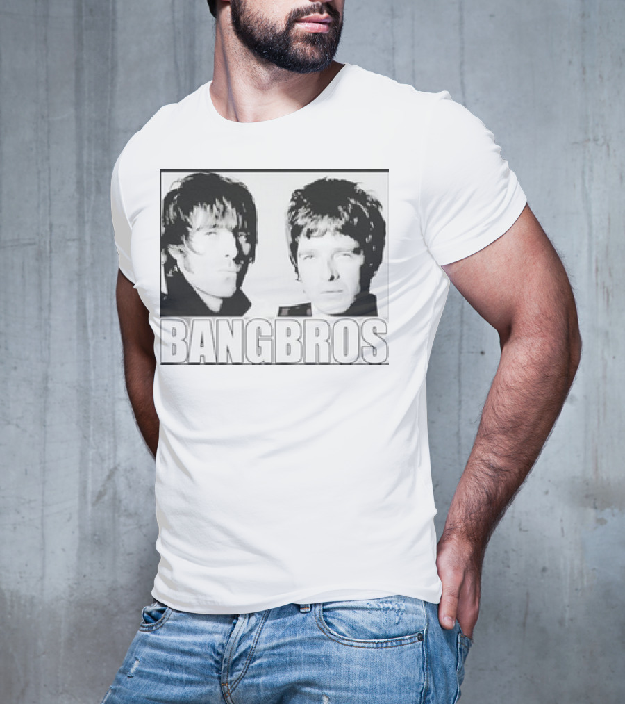 Bangbros Retro Picture Oasis Band Members Black And White Photo T-Shirt