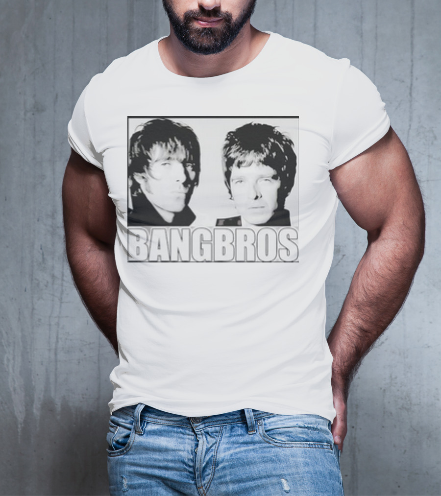 Bangbros Retro Picture Oasis Band Members Black And White Photo T-Shirt
