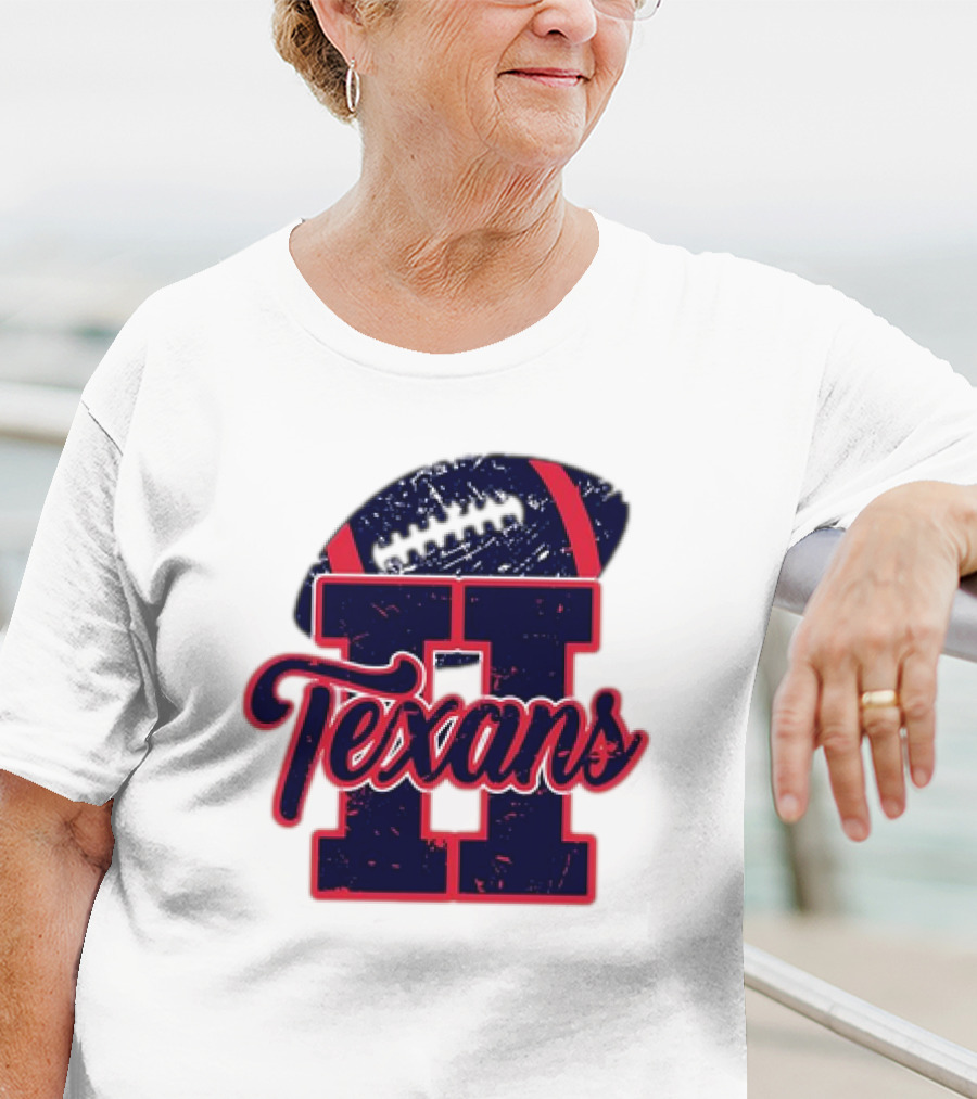 Retro Vintage Texans Football H Logo With Football T-Shirt