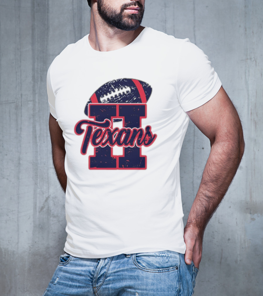 Retro Vintage Texans Football H Logo With Football T-Shirt