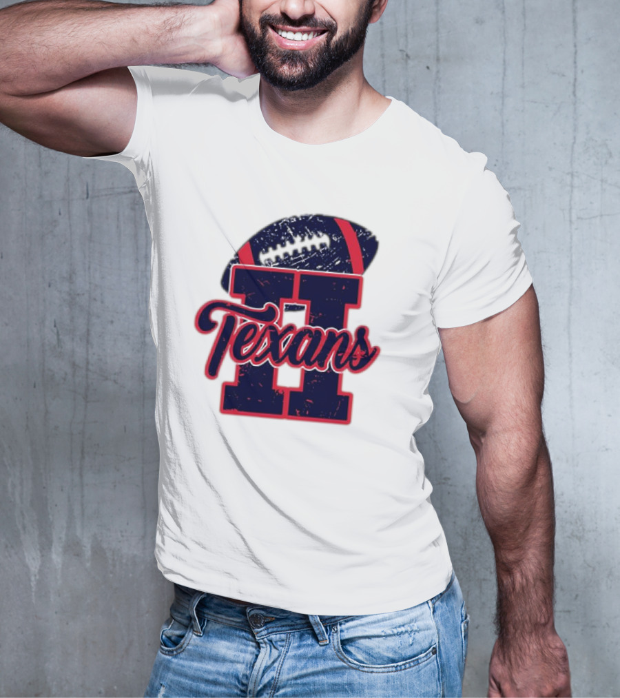 Retro Vintage Texans Football H Logo With Football T-Shirt